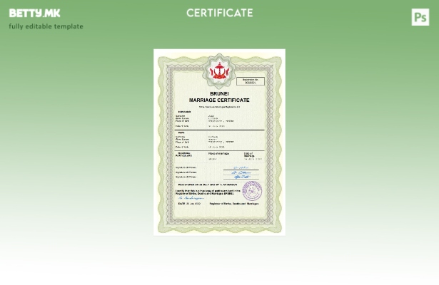 Модерен стил Брунеи извод за брак Шаблон за Word и PDF